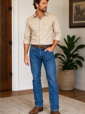 Tecovas Standard Jean Medium Blue Straight Fit Denim Jeans Men’s 33x34